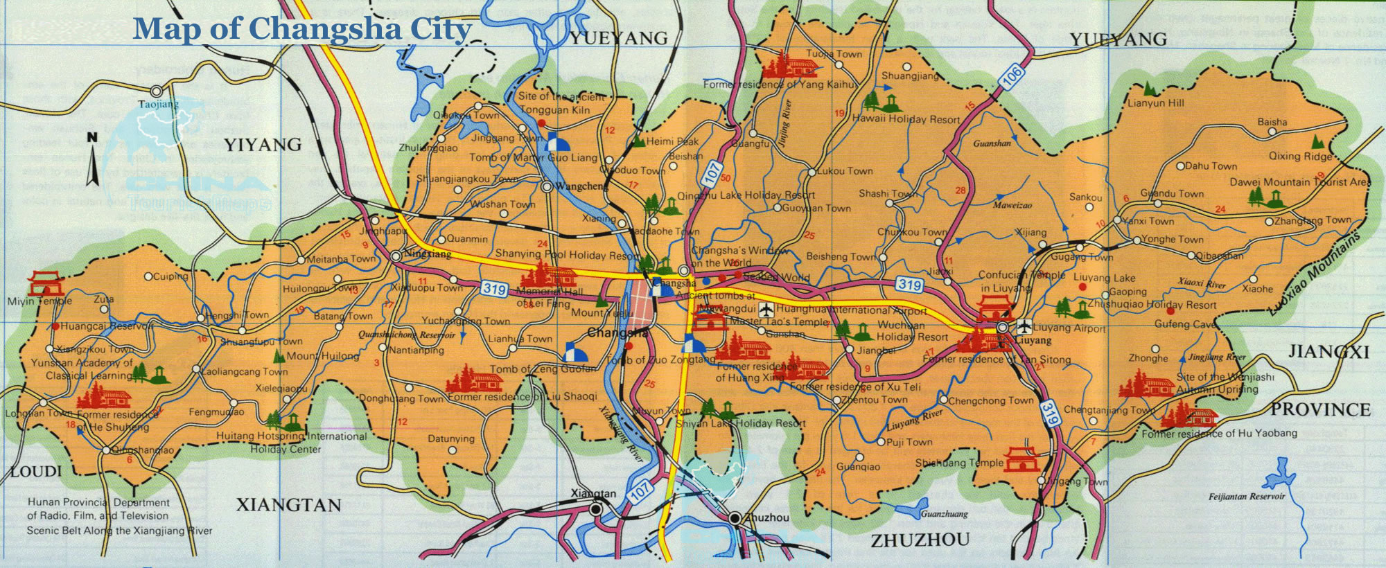 Map of Changsha Tourist Attractions